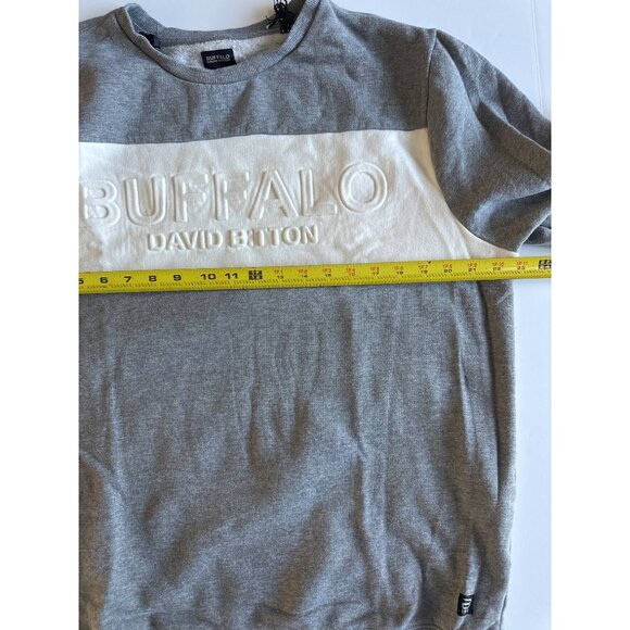 Buffalo David Bitton Gray Sweatshirt Crewneck Embroidered Logo Mens xl Cotton Bl - Picture 6 of 10